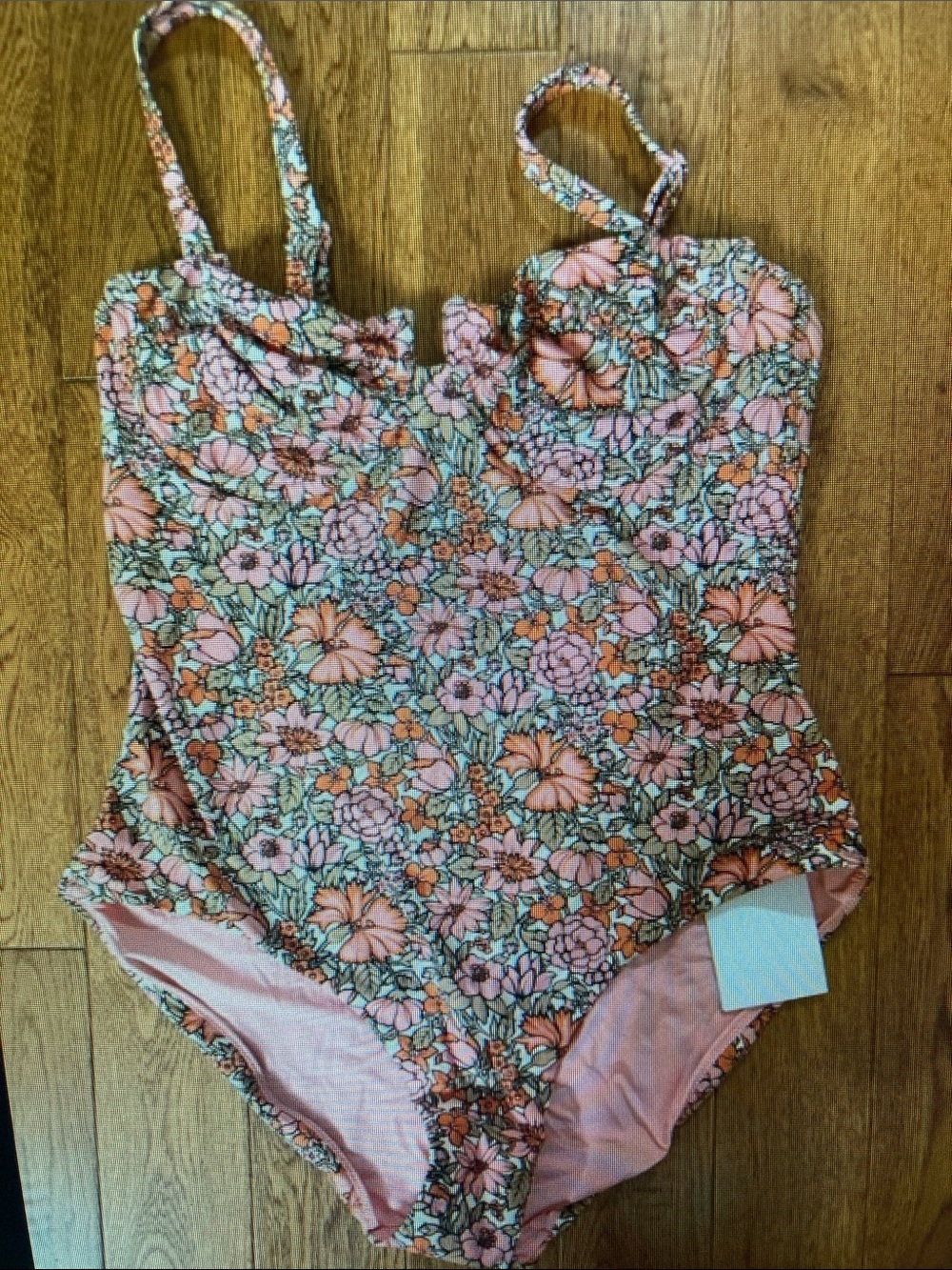 Floral One-Piece Swimsuit in Pink and Mint
